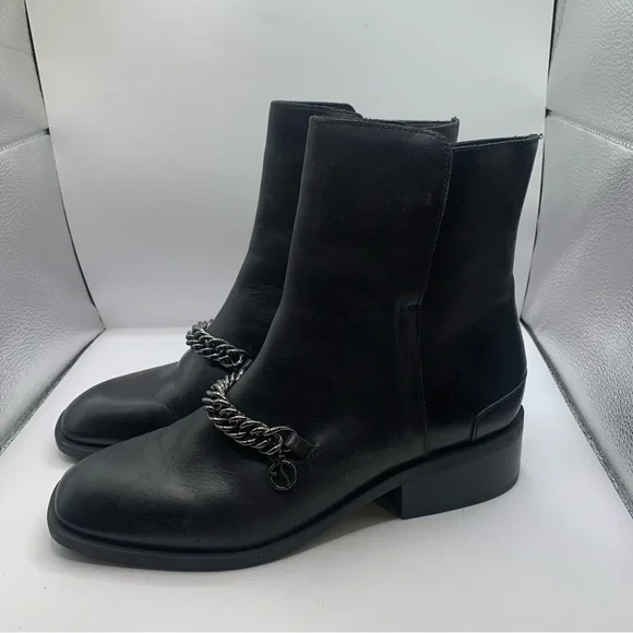 Franco Sarto Caleb Leather Booties square toe size 9M black leather mid ankle - Picture 3 of 9
